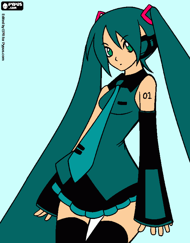 Hatsune Miku ^-^ para colorir e imprimir